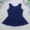 Alvivi Kids Girls Rhinestone Dance Dresses Sleeveless Ballet Figure Ice Skating Outfit Gym Skirted Leotard Navy Blue 14 Years view 3