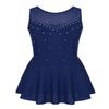 Alvivi Kids Girls Rhinestone Dance Dresses Sleeveless Ballet Figure Ice Skating Outfit Gym Skirted Leotard Navy Blue 12 Years view 1