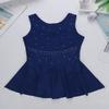 Alvivi Kids Girls Rhinestone Dance Dresses Sleeveless Ballet Figure Ice Skating Outfit Gym Skirted Leotard Navy Blue 12 Years view 4