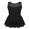 Alvivi Kids Girls Rhinestone Dance Dresses Sleeveless Ballet Figure Ice Skating Outfit Gym Skirted Leotard Black 6 Years view 1
