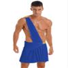 Agoky Mens Sexy Ancient Rome Theme Party Role Play Halloween Costume Carnival Ruffle Skirts Blue Large view 1