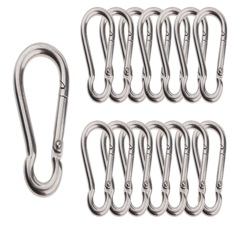 Olivia & Oliver 15 Pack Stainless Steel Carabiner1.57 inch CarabinersSpring Snap Hook Carabiner for Fitness, Boating, Camping, Hiking, pet Leash, Indoor Outdoor Equipment Gear, DIY accessorie
