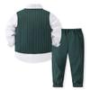 Kimocat Boys 3Pcs Clothing Sets Elegant Long Sleeve Shirts + Vest with Flower+Pants Party Suit view 2