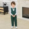 Kimocat Boys 3Pcs Clothing Sets Elegant Long Sleeve Shirts + Vest with Flower+Pants Party Suit view 3