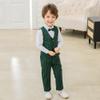 Kimocat Boys 3Pcs Clothing Sets Elegant Long Sleeve Shirts + Vest with Flower+Pants Party Suit view 4