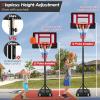 Giantex Basketball Hoop Outdoor Indoor, 4.3 FT-8.2 FT Height Adjustable Basketball Goal Court System w/Fillable Base, Backboard & 2 Wheels, Portable Basketball Hoop for Kids Backyard Driveway view 3