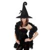 JIAHG Womens Witch Hat with Feather Boa Decorated Gothic Top Hat for Halloween Christmas Fancy Dress up Cosplay Party view 2