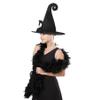 JIAHG Womens Witch Hat with Feather Boa Decorated Gothic Top Hat for Halloween Christmas Fancy Dress up Cosplay Party view 3