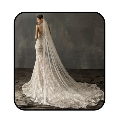 Aularso 118'' Cathedral Wedding Veil Pearl Bridal Veils Long Veil with Comb 2Tier Short Veils for Brides (Ivory-118 * 59in(cathedral))