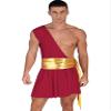 QinCiao Men's Halloween Costume One Shoulder Ancient Greek God Knight Warrior Cosplay Outfits BurgundyTypeA Small view 1