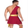 QinCiao Men's Halloween Costume One Shoulder Ancient Greek God Knight Warrior Cosplay Outfits BurgundyTypeA Small view 2