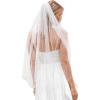 Aularso 118'' Cathedral Wedding Veil Pearl Bridal Veils Long Veils with Comb 2Tier Short Veil for Brides (White-40 * 47in(fingertip))