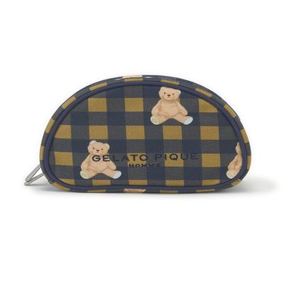 Gelato Pique PHGB235593 HOMME Checkered Bear Pattern Round Pouch, navy, One Size