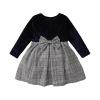 Toddler Girl Long Sleeve Solid Color Mesh Print Baby Dress Bow for 3 to 24 Months White Dress Girls (Blue, 6-9 Months) view 1