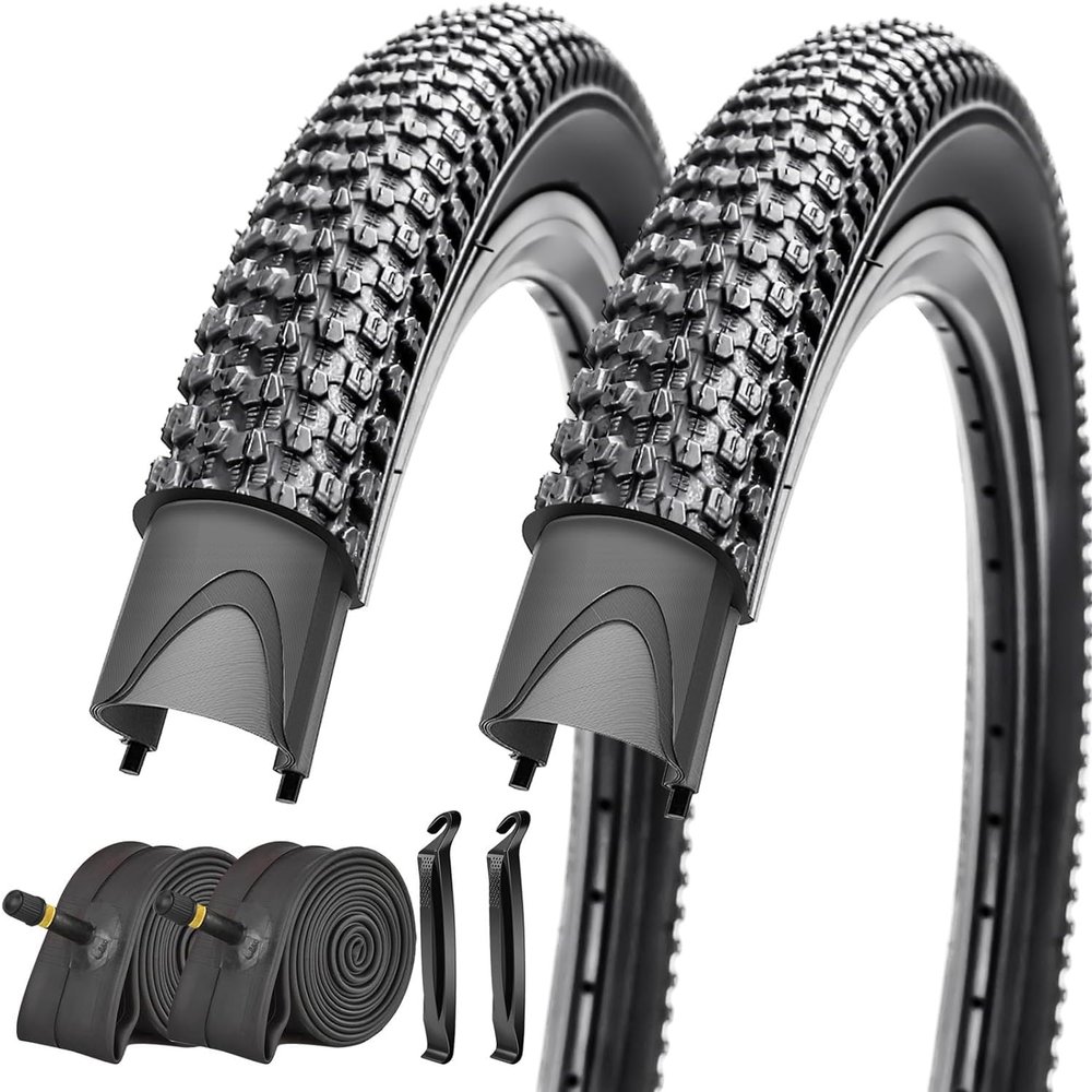 2 Pack Bike Tires 18"x2.125" Tires ad Inner Tubes AV 32mm Schrader Valves for Mountain Trail Road Park Bicycle (18x2.125-2 Tires 2 Tubes 2 Levers)