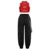 Moily Girls 2 Pcs Athletic Dance Outfit Mock X Back Sports Bra with Harem Pants Hiphop Sweatsuits Red 6 Years view 2
