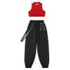 Moily Girls 2 Pcs Athletic Dance Outfit Mock X Back Sports Bra with Harem Pants Hiphop Sweatsuits Red 6 Years view 3