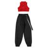 Moily Girls 2 Pcs Athletic Dance Outfit Mock X Back Sports Bra with Harem Pants Hiphop Sweatsuits Red 6 Years view 4