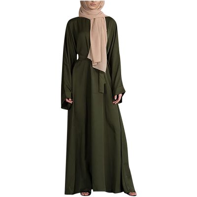 2024 Women Islamic Abaya Robe Ladies Muslim Dresses Loose Long Sleeve Prayer Clothes Solid National Evening Gowns