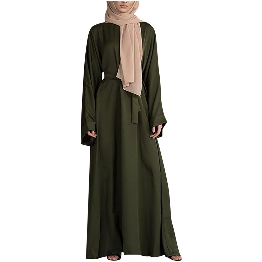 2024 Women Islamic Abaya Robe Ladies Muslim Dresses Loose Long Sleeve Prayer Clothes Solid National Evening Gowns