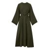 2024 Women Islamic Abaya Robe Ladies Muslim Dresses Loose Long Sleeve Prayer Clothes Solid National Evening Gowns view 2