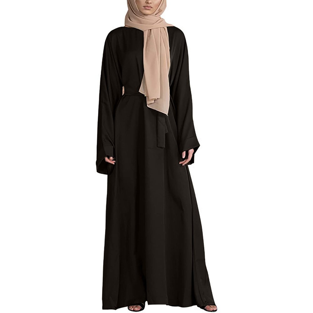 2024 Women Islamic Abaya Robe Ladies Muslim Dresses Loose Long Sleeve Prayer Clothes Solid National Evening Gowns