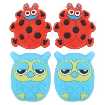 Vomeko Tennis Racquet Shock Absorber Set of 4 Cartoon Animal Shape Shock Absorbers Racket Shock Absorber System for Tennis Players(red Beetle and owl)