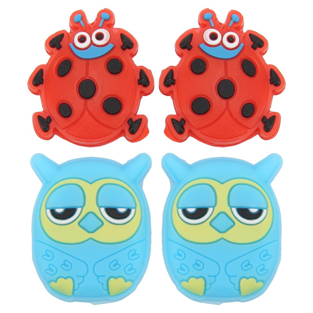 Vomeko Tennis Racquet Shock Absorber Set of 4 Cartoon Animal Shape Shock Absorbers Racket Shock Absorber System for Tennis Players(red Beetle and owl)