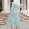 2024 Women Islamic Abaya Robe Ladies Muslim Dresses Loose Long Sleeve Prayer Clothes Solid National Evening Gowns view 3