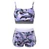 Alvivi Kids Girls Two Piece Snowflake Dancewear Gymnastics Sports Dance Outfit Tank Top with Shorts Set Camo Purple 7-8 Years view 1