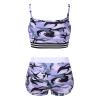Alvivi Kids Girls Two Piece Snowflake Dancewear Gymnastics Sports Dance Outfit Tank Top with Shorts Set Camo Purple 7-8 Years view 2