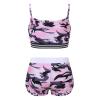 Alvivi Kids Girls Two Piece Snowflake Dancewear Gymnastics Sports Dance Outfit Tank Top with Shorts Set Camo Pink 8-10 Years view 2