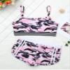 Alvivi Kids Girls Two Piece Snowflake Dancewear Gymnastics Sports Dance Outfit Tank Top with Shorts Set Camo Pink 8-10 Years view 3
