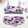 Alvivi Kids Girls Two Piece Snowflake Dancewear Gymnastics Sports Dance Outfit Tank Top with Shorts Set Camo Pink 8-10 Years view 4