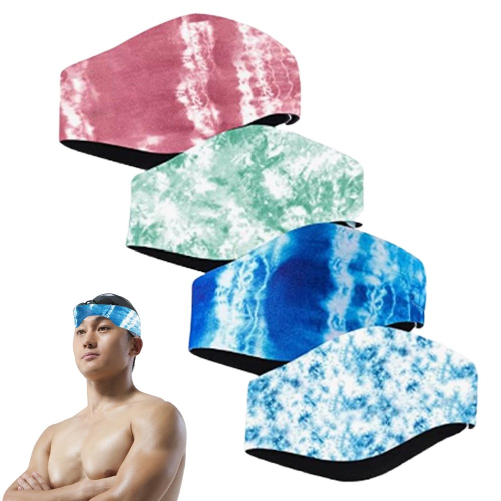 Kids Swimming Headband 4pcs Waterproof Swim Ear Band Cute Elastic Hair Band Ear Protection Band Adjustable for Swimming Surfing Colorful Swimming Headband Kids Swimming Ear Band Swimming Accessories