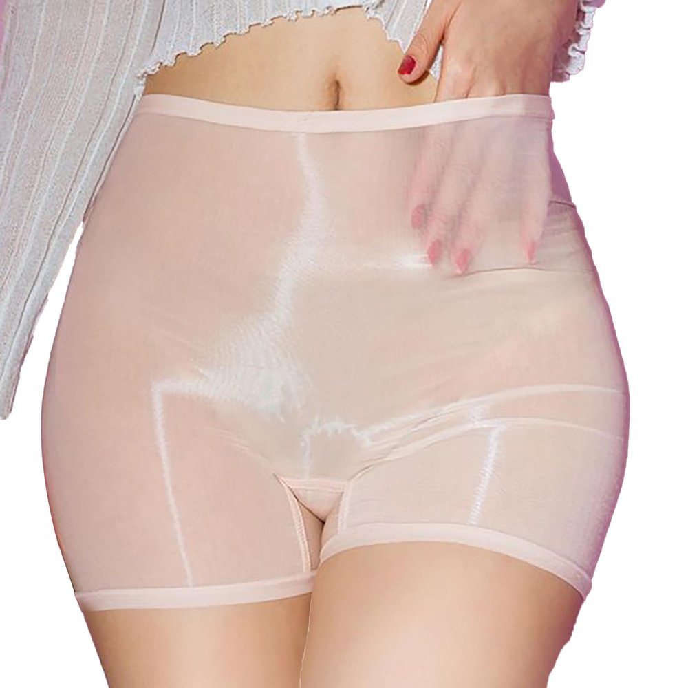 Freebily Women's Seamless Panties Ice Silk Cool Boy Shorts Stretch Glossy Nylon Sheer Underwear Apricot One Size