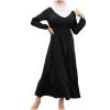 2024 Women Islamic Abaya Robe Ladies Muslim Dresses Loose Long Sleeve Prayer Clothes Solid National Evening Gowns view 1
