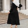 2024 Women Islamic Abaya Robe Ladies Muslim Dresses Loose Long Sleeve Prayer Clothes Solid National Evening Gowns view 2