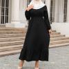 2024 Women Islamic Abaya Robe Ladies Muslim Dresses Loose Long Sleeve Prayer Clothes Solid National Evening Gowns view 3