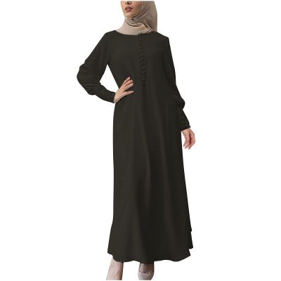 2024 Women Islamic Abaya Robe Ladies Muslim Dresses Loose Long Sleeve Prayer Clothes Solid National Evening Gowns