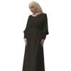 2024 Women Islamic Abaya Robe Ladies Muslim Dresses Loose Long Sleeve Prayer Clothes Solid National Evening Gowns view 3