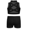 Alvivi Kids Girls Two Piece Snowflake Dancewear Gymnastics Sports Dance Outfit Tank Top with Shorts Set Black 10-12 Years view 1