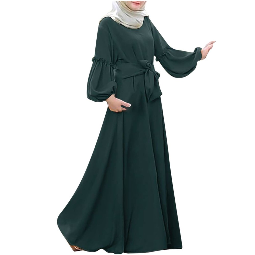 2024 Women Islamic Abaya Robe Ladies Muslim Dresses Loose Long Sleeve Prayer Clothes Solid National Evening Gowns