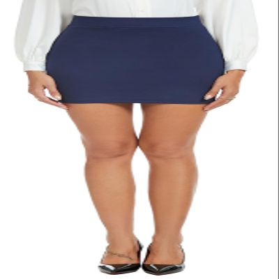 iChosy Women's Stretchy High Waist Bodycon Pencil Mini Skirt 17 inch Navy XL