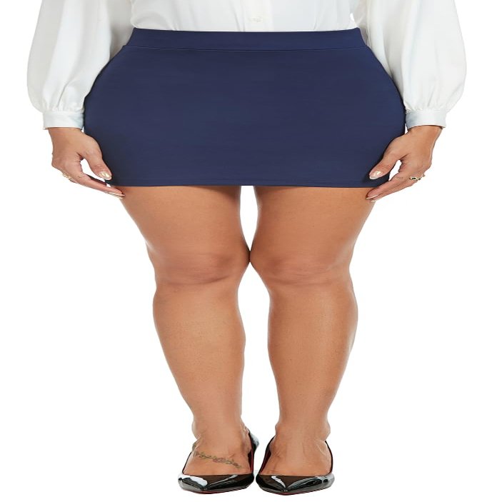 iChosy Women's Stretchy High Waist Bodycon Pencil Mini Skirt 17 inch Navy XL