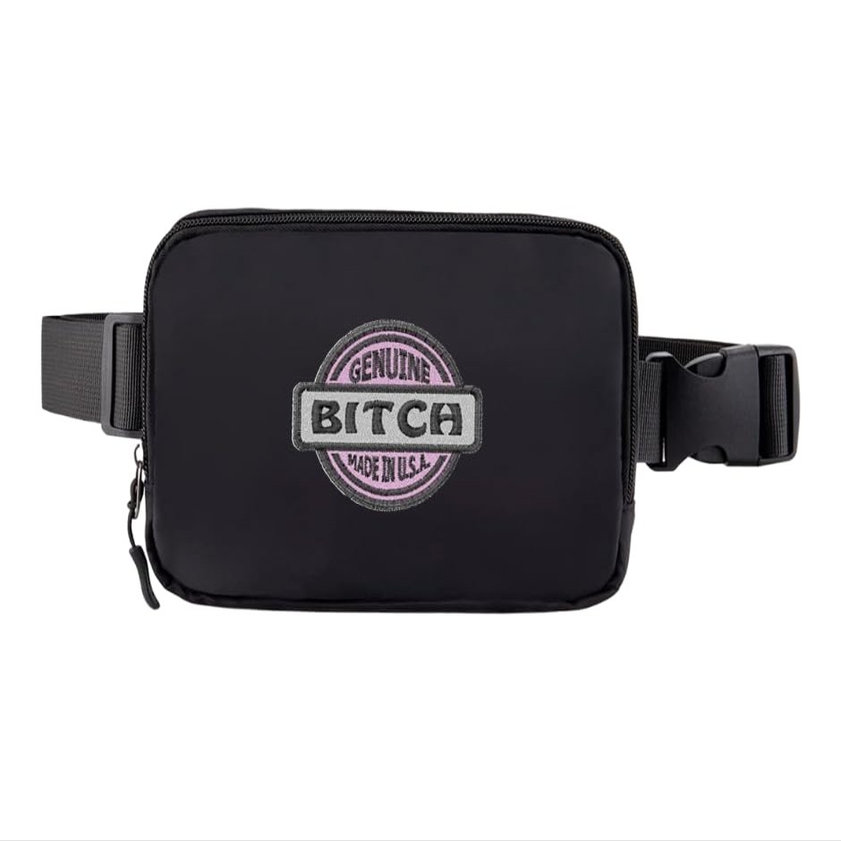 Belt Bag Genuine Made In The USA Fanny Crossbody Bags Embroidered Waist Packs With 3 Pockets (Black)