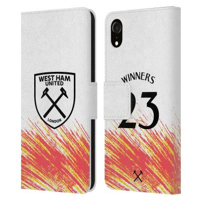 Head Case Designs Officially Licensed West Ham United FC Third Kit 2023 Winners Leather Wallet Case Compatible with Apple iPhone XR