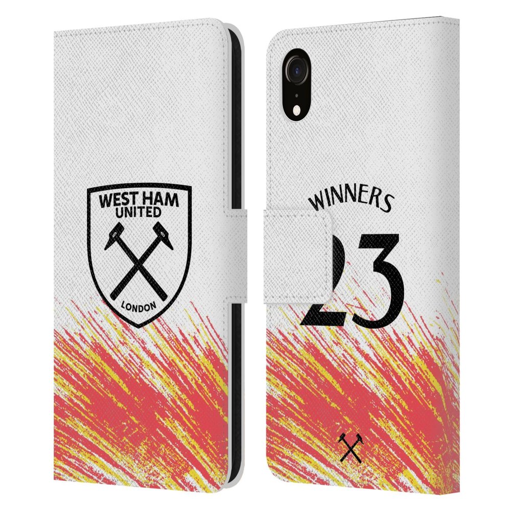 Head Case Designs Officially Licensed West Ham United FC Third Kit 2023 Winners Leather Wallet Case Compatible with Apple iPhone XR