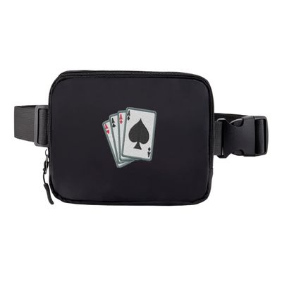 Poker Ace Belt Bag Waterproof Everywhere Bag Embroidered Unisex Waist Pack (Black)
