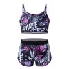 Alvivi Kids Girls Two Piece Snowflake Dancewear Gymnastics Sports Dance Outfit Tank Top with Shorts Set Balck&Rose Red 10-12 Years view 1